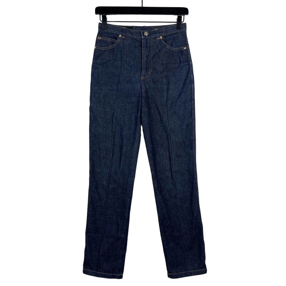 ESCADA (34) (US 25-26) High Rise Cotton Denim Slim Fit Jeans Blue